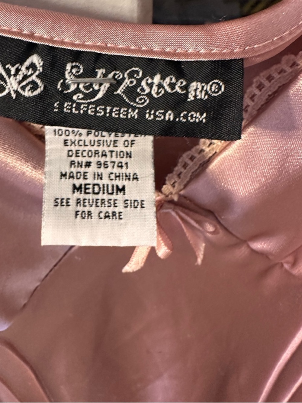 Self Esteem Blush Pink and Tan Satin Tiered Prom Dress size M - Picture 5 of 10